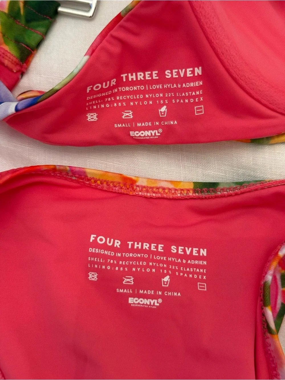 Four Three Seven Hawaiian Floral Pink Bikini Set